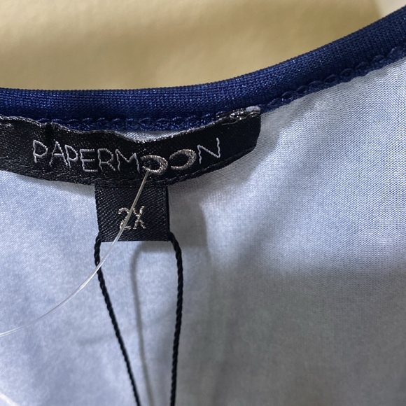 NWT Papermoon Floral Navy Flowy Tank Blouse Size 2X - Picture 9 of 10